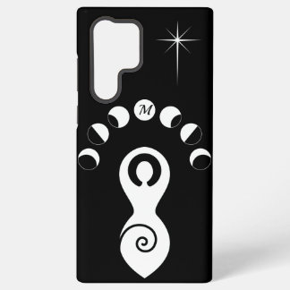 Spiral Goddess Moon Phases Black & White Monogram  Samsung Galaxy Case