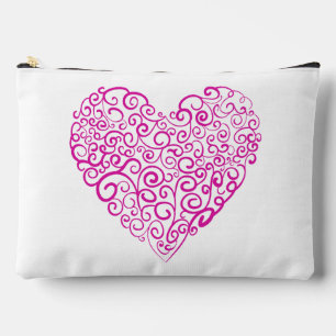 Spiral handwriting pink heart for Valentines Day Accessory Pouch