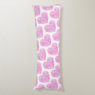 Spiral handwriting pink heart for Valentines Day Body Cushion