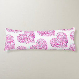 Spiral handwriting pink heart for Valentines Day Body Cushion