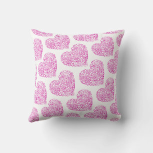 Spiral handwriting pink heart for Valentines Day Cushion