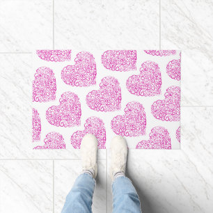 Spiral handwriting pink heart for Valentines Day Doormat