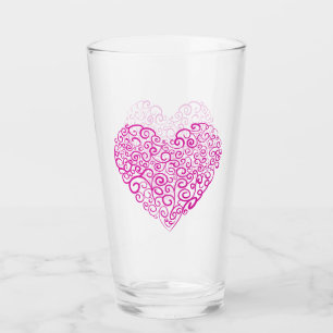 Spiral handwriting pink heart for Valentines Day Glass
