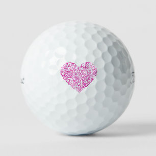 Spiral handwriting pink heart for Valentines Day Golf Balls