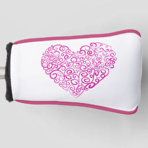 Spiral handwriting pink heart for Valentines Day Golf Head Cover