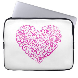 Spiral handwriting pink heart for Valentines Day Laptop Sleeve