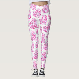 Spiral handwriting pink heart for Valentines Day Leggings