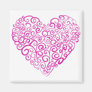Spiral handwriting pink heart for Valentines Day Magnet