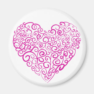 Spiral handwriting pink heart for Valentines Day Magnet