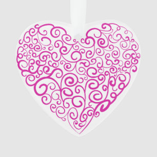 Spiral handwriting pink heart for Valentines Day Ornament