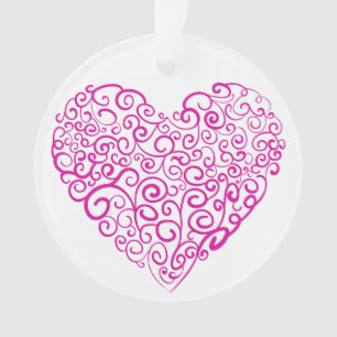 Spiral handwriting pink heart for Valentines Day Ornament