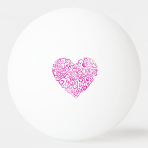 Spiral handwriting pink heart for Valentines Day Ping Pong Ball