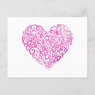 Spiral handwriting pink heart for Valentines Day Postcard