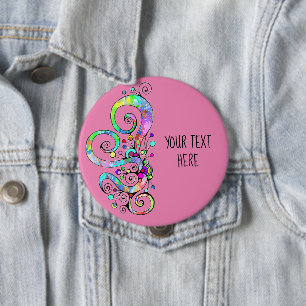 Spiral Heart Hand Painted Design 1 10 Cm Round Badge