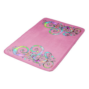 Spiral Heart Hand Painted Design 1 Bath Mat