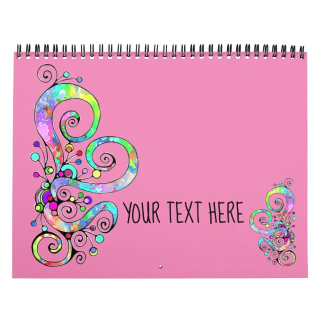 Spiral Heart Hand Painted Design 1 Calendar (Cover)