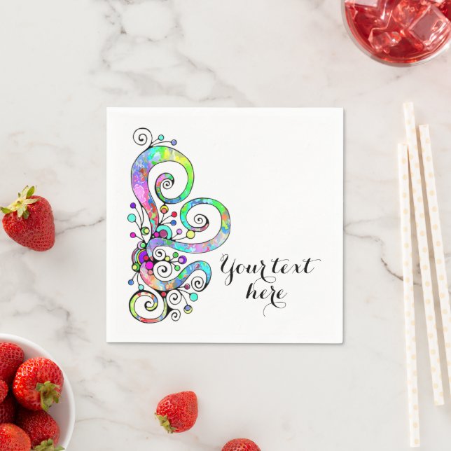 Spiral Heart Hand Painted Design 1 Napkin (Insitu)