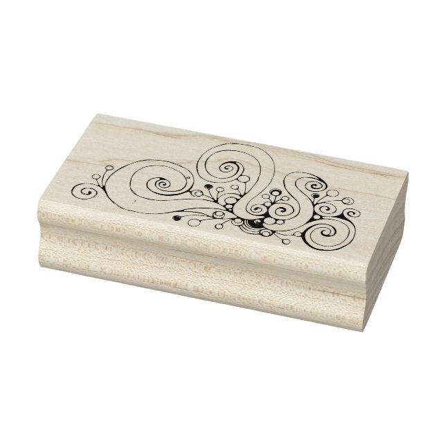 Spiral Heart Hand Painted Design 1 Rubber Stamp (Stamp)