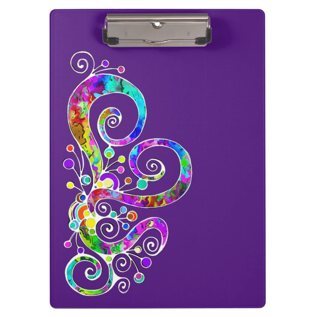 Spiral Heart Hand Painted Design 2 Clipboard (Front)
