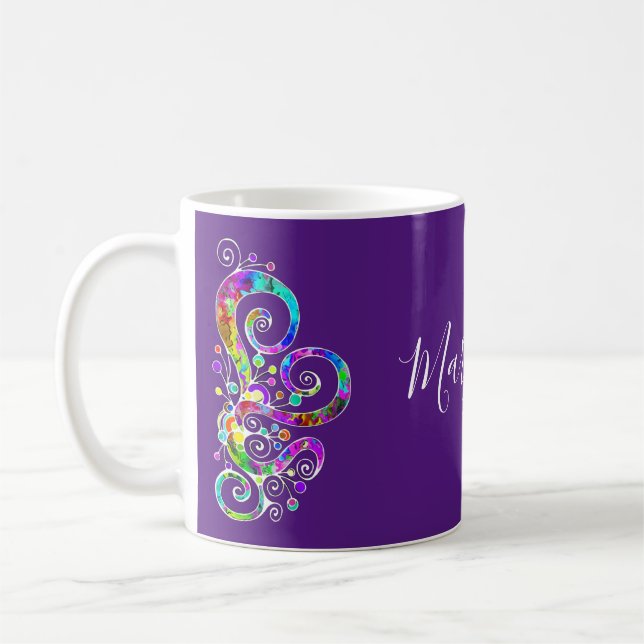 Spiral Heart Hand Painted Design 2 Coffee Mug (Left)