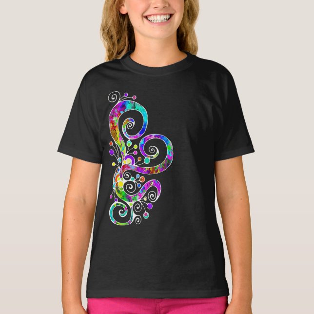 Spiral Heart Hand Painted Design 2 T-Shirt (Front)