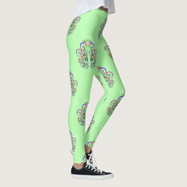 Spiral Heart Hand Painted Design 4 Leggings (Right)