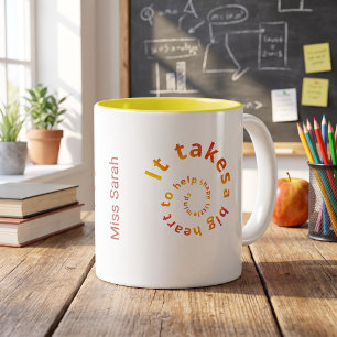 Spiral Heart Teacher Coffee Mug - Personalizable