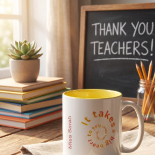 Spiral Heart Teacher Coffee Mug - Personalizable