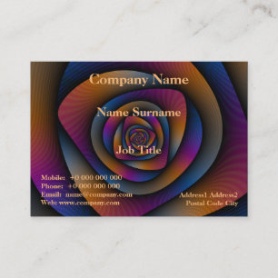Spiral Labyrinth in Blue Orange and Pink Business Card