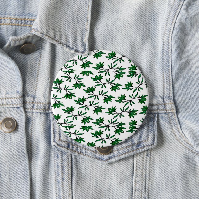 Spiral leafy background 10 cm round badge (In Situ)