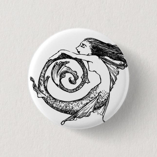 Spiral Mermaid 3 Cm Round Badge (Front)