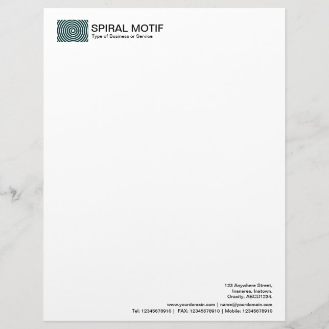 Spiral Motif - Dark Green Customised Letterhead (Front)