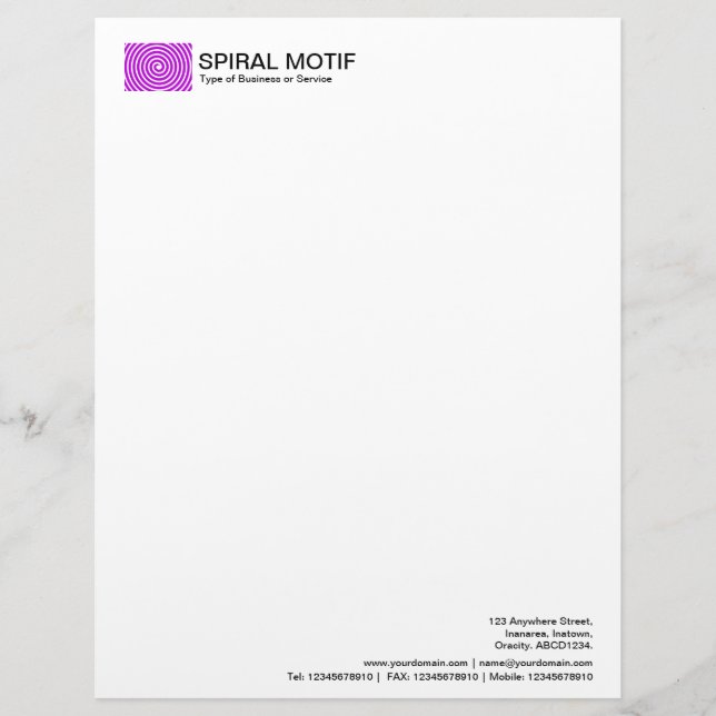 Spiral Motif - Purple Personalized Letterhead (Front)