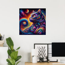 Spiral Mystic Galaxy Rainbow Cat