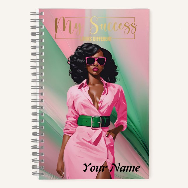 Spiral Notebook A5 Pink and Green Abstract  (Front)