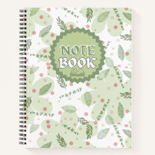 Spiral Notebook Aesthetic Sage Green Floral Spiral