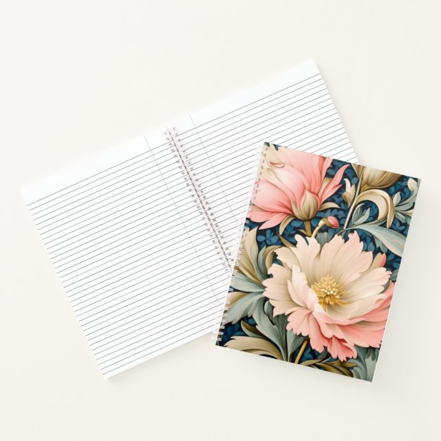 Spiral Notebook - Art Nouveau Pink Floral  (Inside)