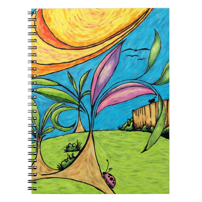 Spiral Notebook, Backyard Summer Fun Doodle Notebook (Front)