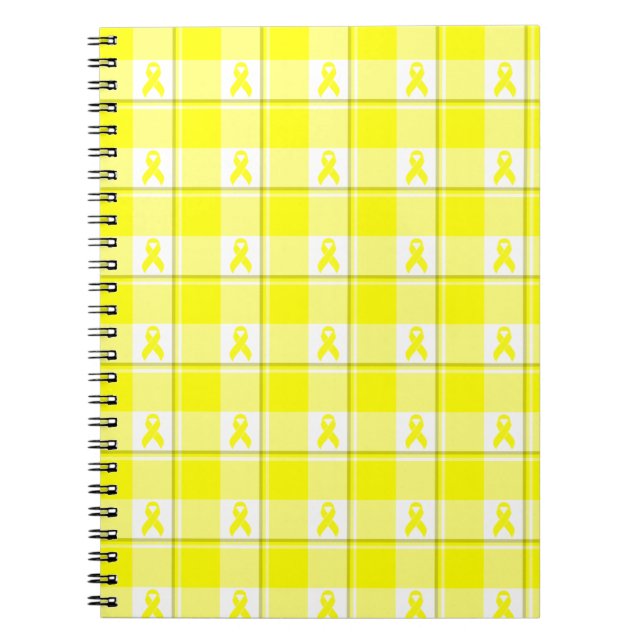 Spiral Notebook Bladder Cancer Plaid, Yellow (Front)