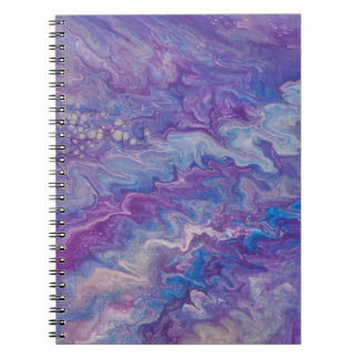 Spiral notebook, blue & purple abstract waves notebook