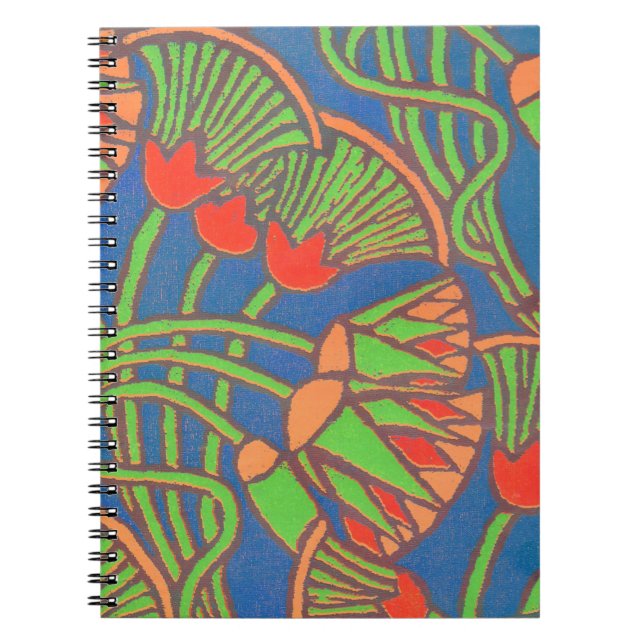 Spiral Notebook, Blue, Red, Yellow Ethnic Design Spiral Notebook (Front)