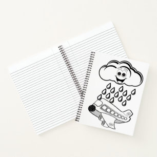Spiral Notebook Colouring Clouds Aeroplane