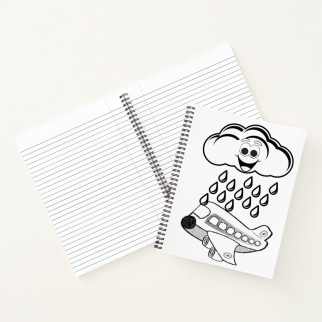 Spiral Notebook Colouring Clouds Aeroplane (Inside)