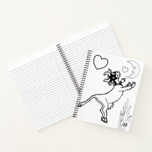 Spiral Notebook Colouring Cow Moon Bumblebee