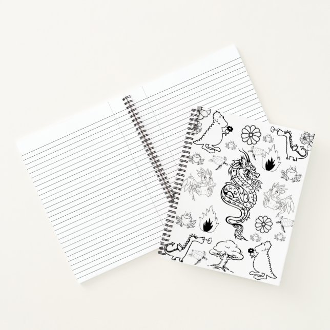 Spiral Notebook Colouring Dragon (Inside)