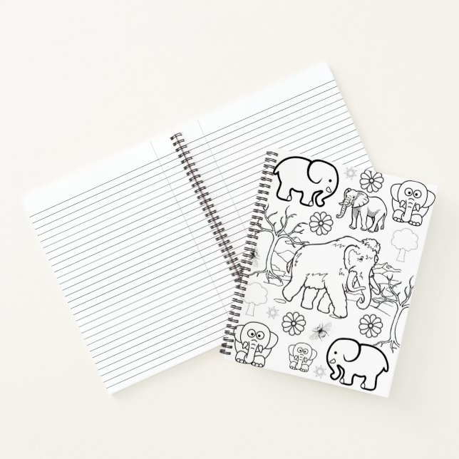 Spiral Notebook Colouring Elephants (Inside)