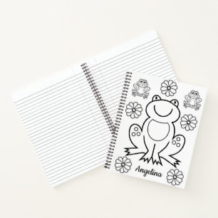 Spiral Notebook Colouring Frogs Floral