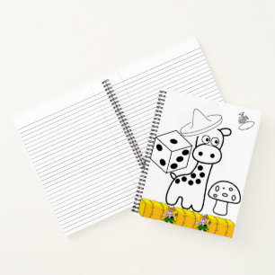 Spiral Notebook Colouring Giraffe Mushroom