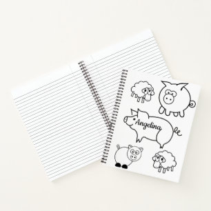 Spiral Notebook Colouring Pigs and Lambs