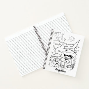 Spiral Notebook Colouring Sharks Fish
